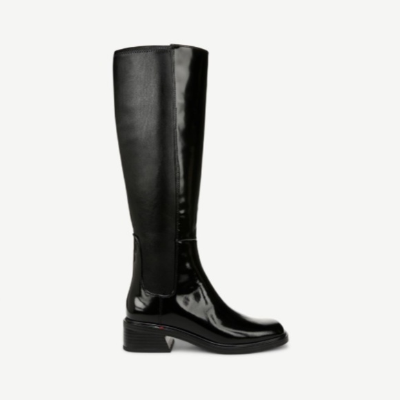 Franco Sarto Giselle Knee High Boot Black Patent Leather / Black Leather (WIDE) - Picture 14 of 14